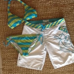 Roxy bikini and board shorts