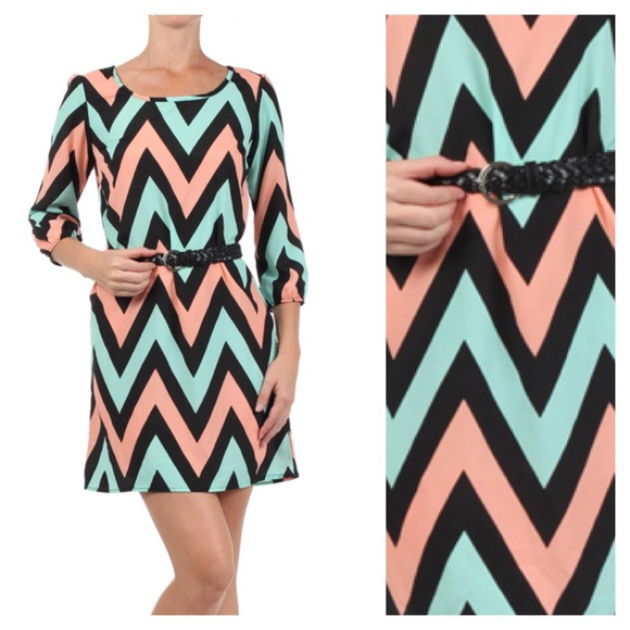 Chevron Print Dress with belt.