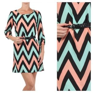 Chevron Print Dress with belt.