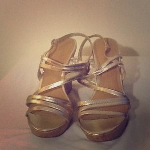 Gold Wedge Sandals SZ 12