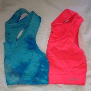 Champion Sport Bras- Tie-Dye Blue & Neon Orange