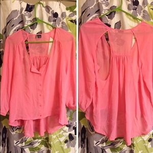 Sparkle and Fade neon pink top with back cutouts
