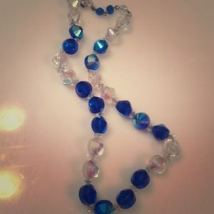 Vintage Blue and White Crystal Necklace