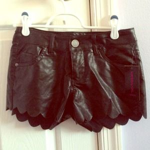 Black leather shorts