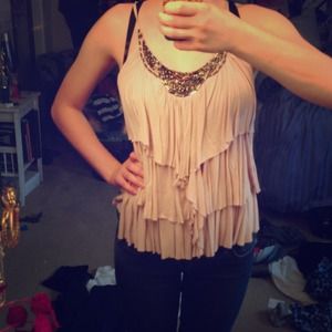 3 layer tank with Beaded neck by Forever21