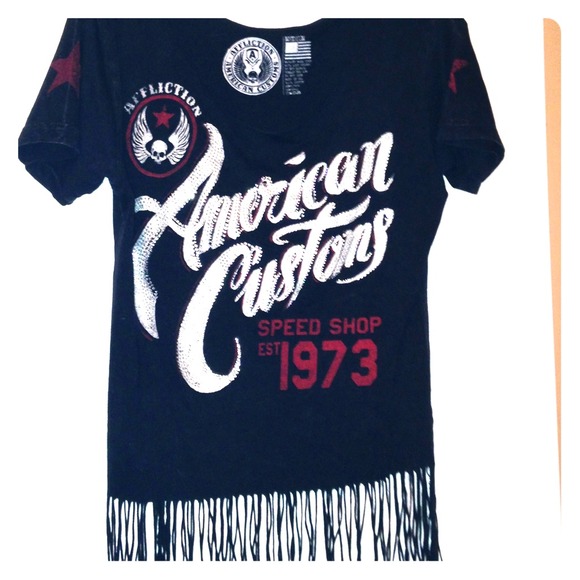 Affliction fringe American Customs T-shirt.