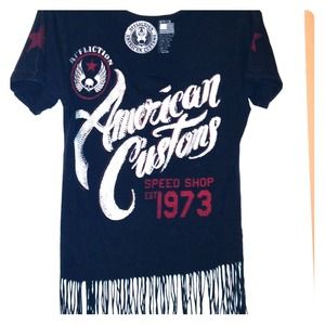 Affliction fringe American Customs T-shirt.