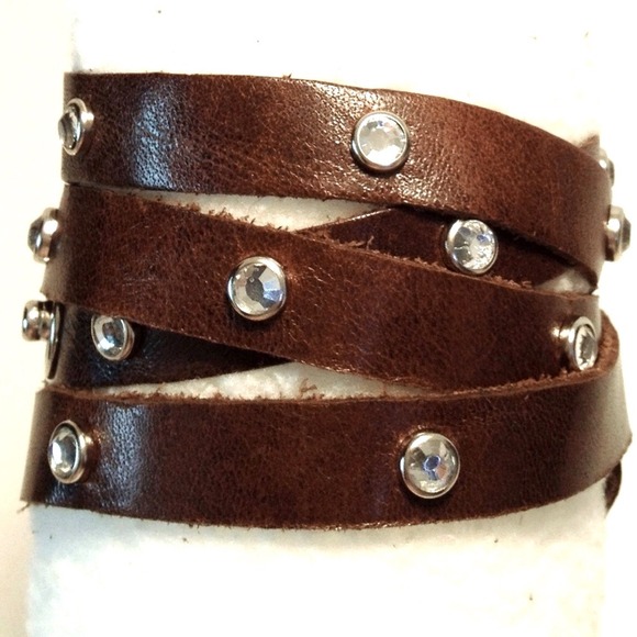 Leather bracelet with rhinestones NWOT