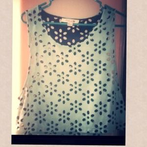 Black and Mint blue top