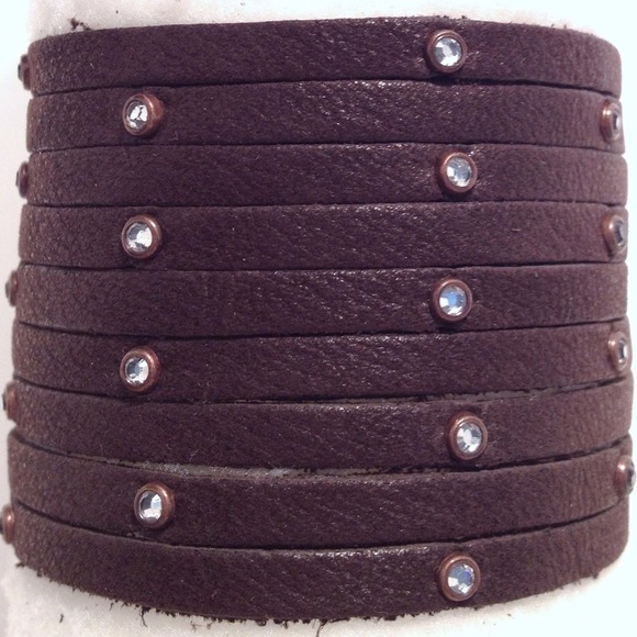 Leather bracelet with rhinestones NWOT