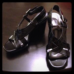 SOLD Patent leather wedge sandals