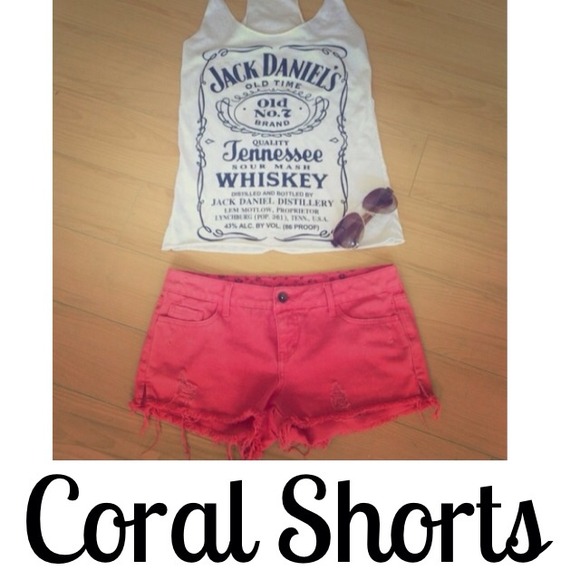 BUNDLED- Coral Distressed Shorts