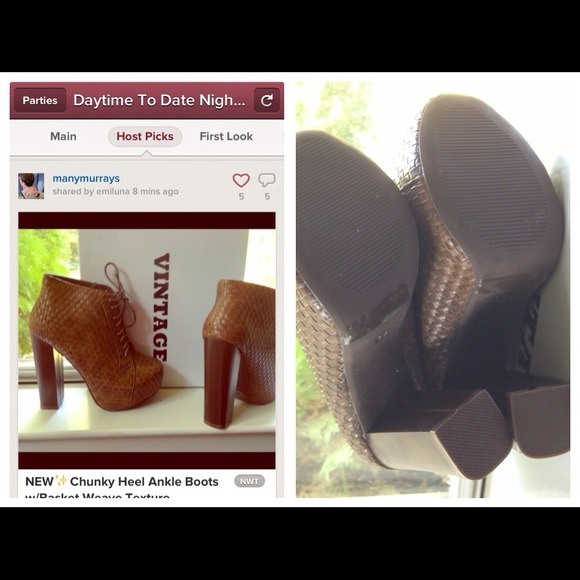 NEW✨Chunky Heel Ankle Boots w/Basket Weave Texture - Picture 4 of 4