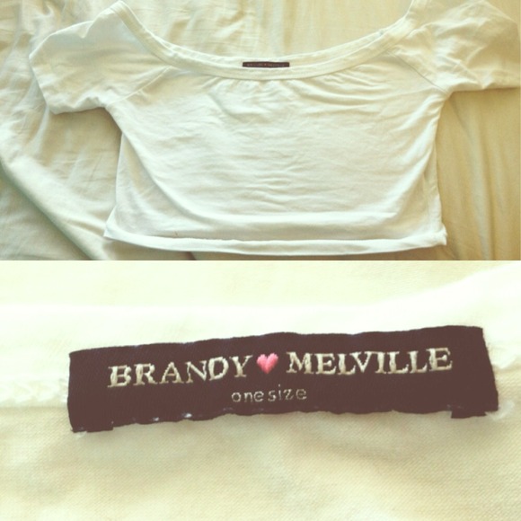 Brandy Melville White Cropped Tee
