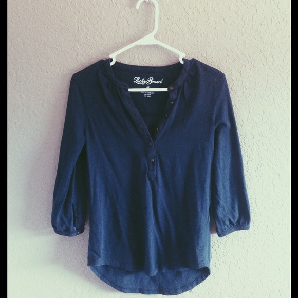 Lucky Brand 🍀  Navy 3/4 Sleeve Top