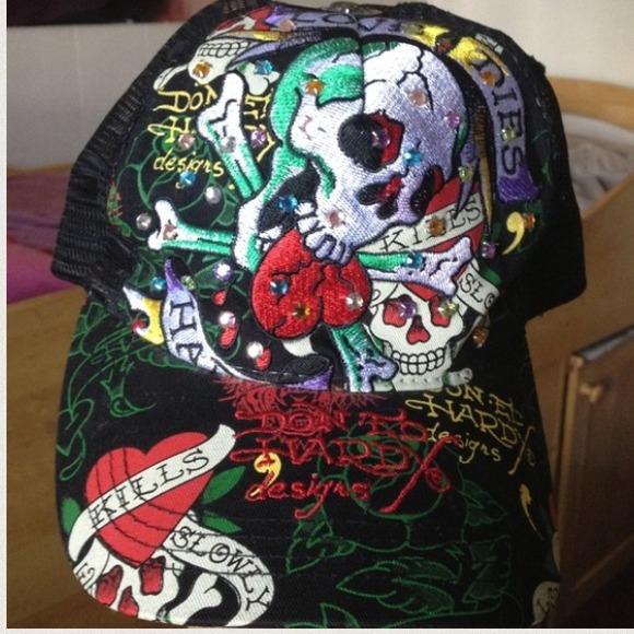 Ed Hardy "Love Dies" Studded Trucker Cap