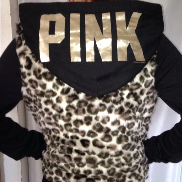 Victoria's Secret faux fur lined hoodie with bling - Picture 2 of 4