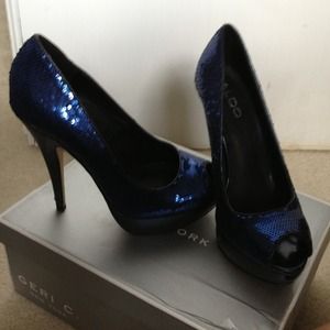 Aldo blue sparkly heels.