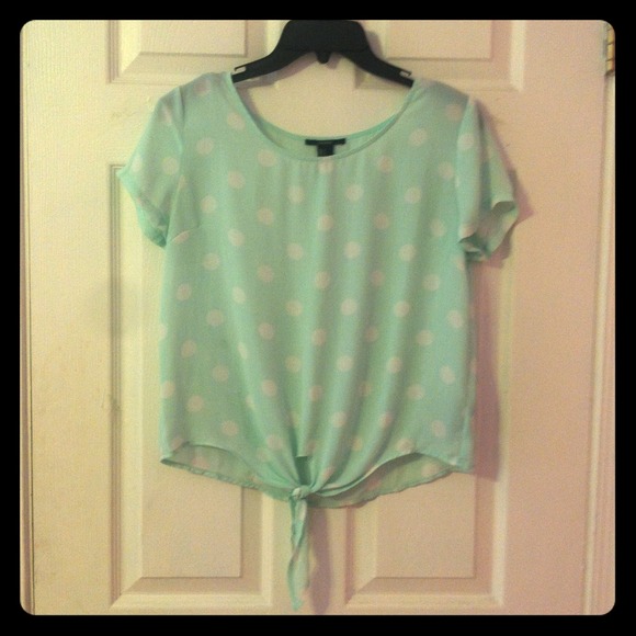 tie-up polka dot shirt