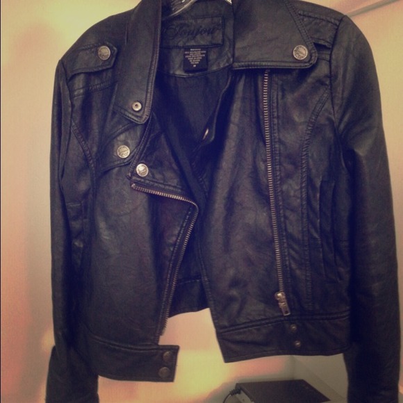 Lowered! Black pleather biker jacket