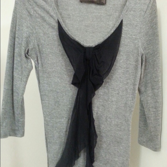 Lowered! gray 3/4 sleeve shirt with chiffon accent