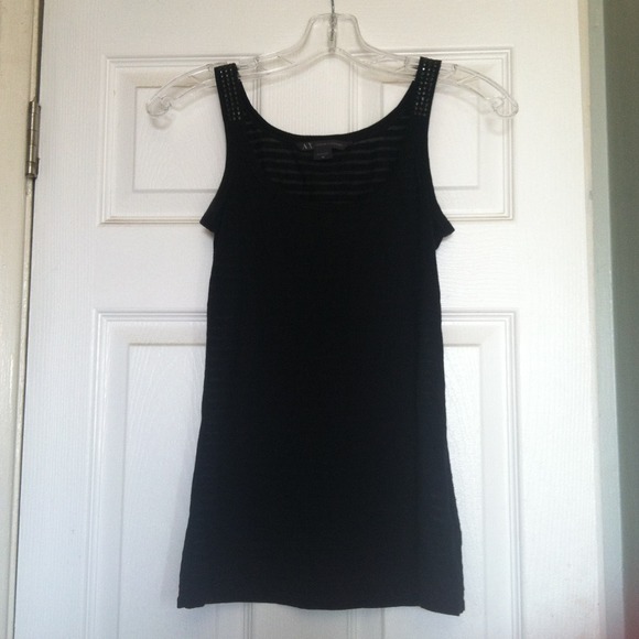 Armani Exchange embellished black tank top