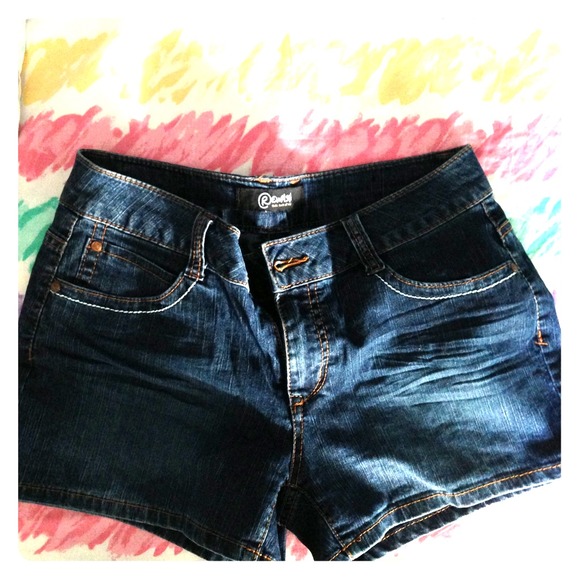 rehash dark washed denim shorts