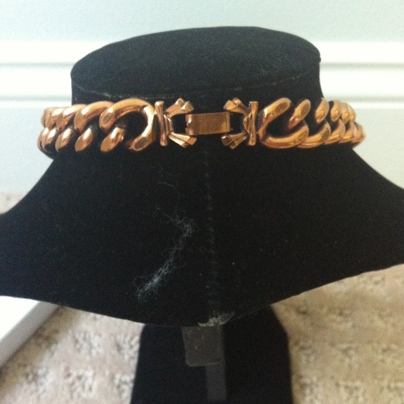 Heavy copper vintage chain necklace and bracelet - Picture 3 of 4