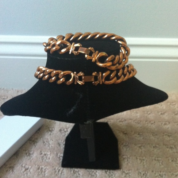 Heavy copper vintage chain necklace and bracelet - Picture 4 of 4