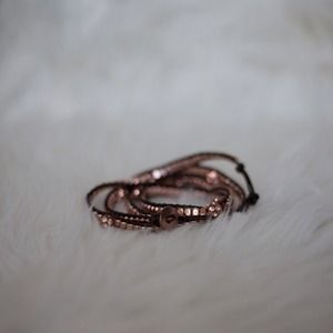Rose Gold Bead Leather Bracelet