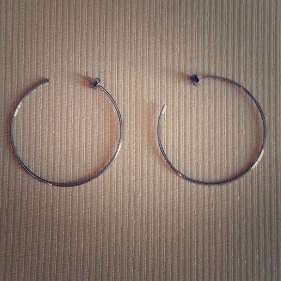 Dark grey large metal hoops!