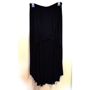 black maxi high low skirt
