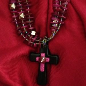 Cross shell necklace with matching earrings