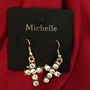 Gold plated cross earrings