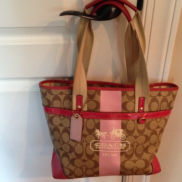 Coach signature with hot pink