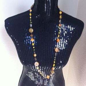 Yellow and orange crystal necklace