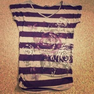 Cute purple and grey striped t-shirt 🎀