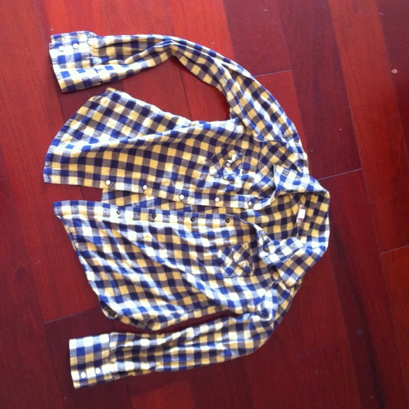 Navy blue and yellow flannel