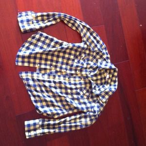 Navy blue and yellow flannel