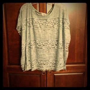 Dusty sea foam green lace top