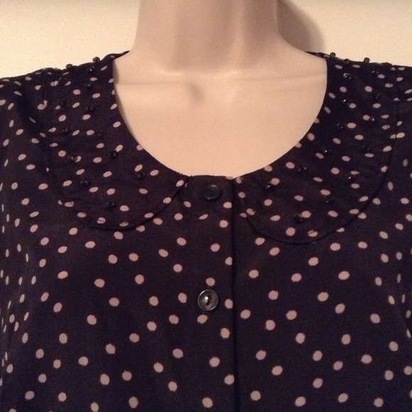 π―SOLD /Polka Dot Embellished Button-up Peplum - Picture 2 of 4