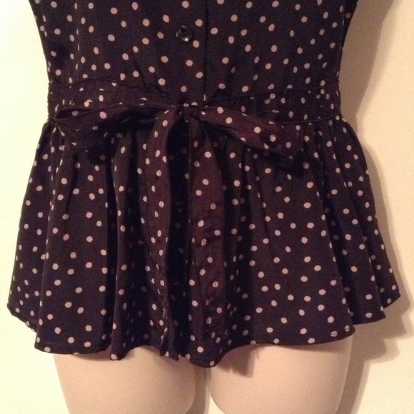 π―SOLD /Polka Dot Embellished Button-up Peplum - Picture 3 of 4
