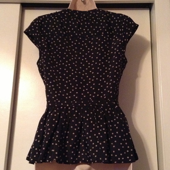 π―SOLD /Polka Dot Embellished Button-up Peplum - Picture 4 of 4