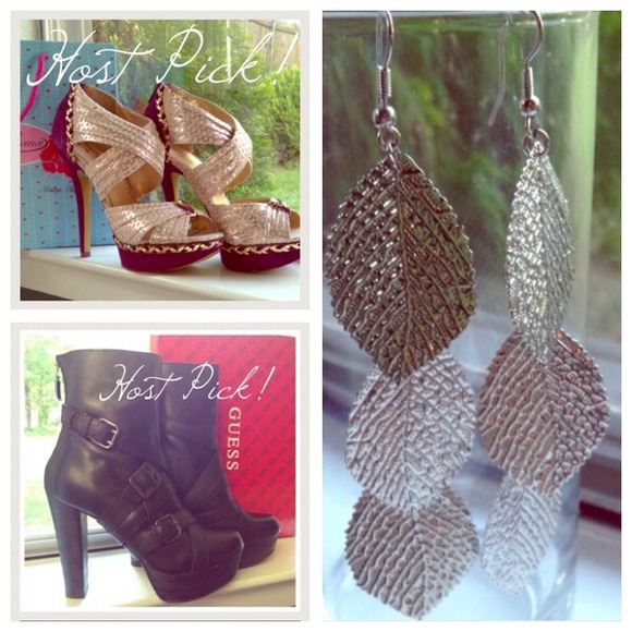 Guess Boots - GUESS  Leather Moto Boots, PL Pumps & Earrings