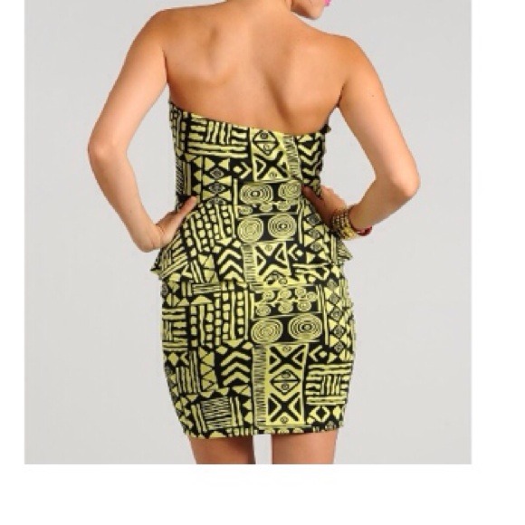 🎀SOLD OUT🎀Neon Tribal Peplum Dress - Picture 4 of 4