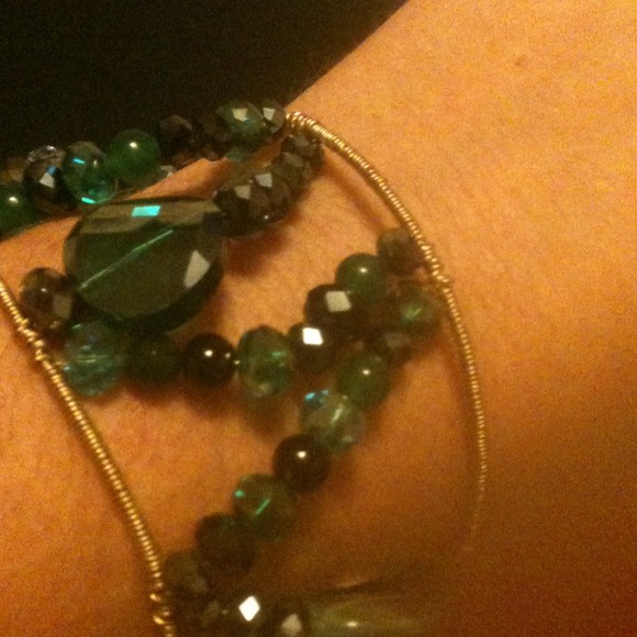 Wired wrapped and beaded bangle