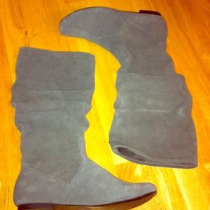 Grey Tall Suede Boots