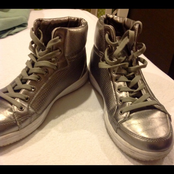 Silver sneakers. Lightly used.
