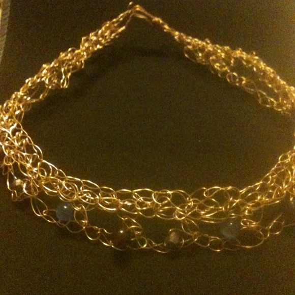 Wired and semi precious stone necklace