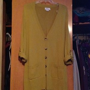 Longer olive green cardigan